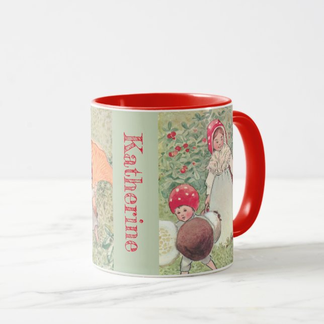 Personalisiert Mushroom Fairytale Elsa Beskow Tass Tasse (VorderseiteRechts)