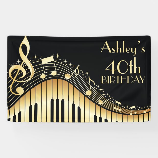 Personalisiert Music Birthday Banner (Horizontal)