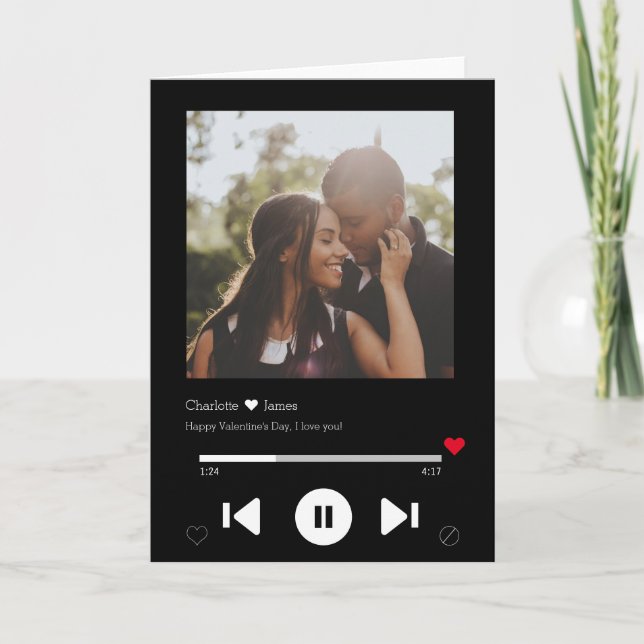 Personalisiert Music Player Valentins Foto Karte (Vorderseite)