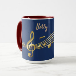 Personalisiert, Musiksymbole, Blue & Red Combo Tas Tasse
