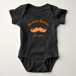 Personalisiert Mustache Hipster Orange Geometric Baby Strampler
