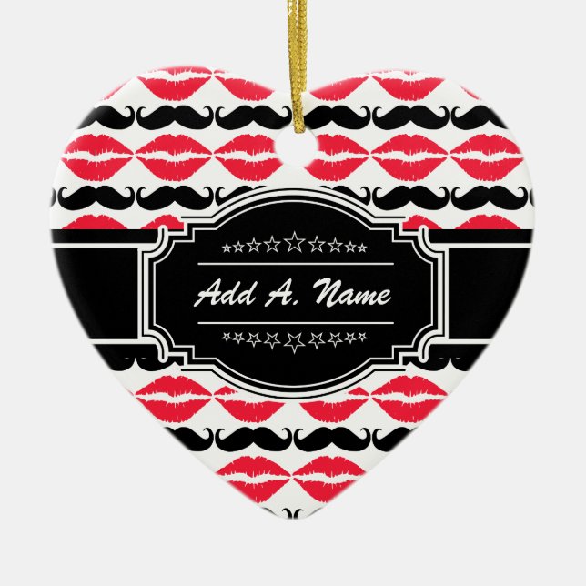 Personalisiert Mustache & Lips Nr. 14 Keramikornament (Vorne)