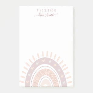 Personalisiert Mute Pink Boho Rainbow Calligraphy Post-it Klebezettel