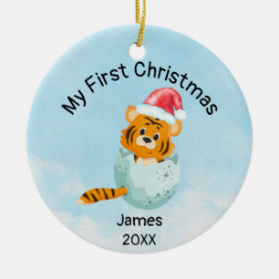 Personalisiert My First Christmas 2021 Baby Boy Keramik Ornament