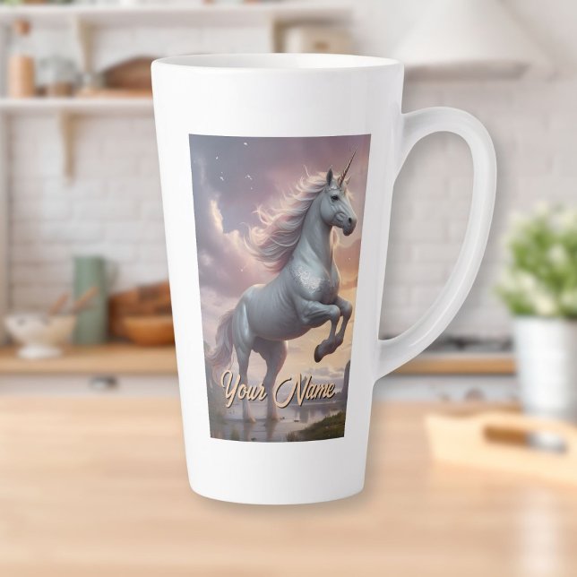 Personalisiert Mystic White Unicorn Milchtasse (Personalized Mystic White Unicorn Latte Mug)