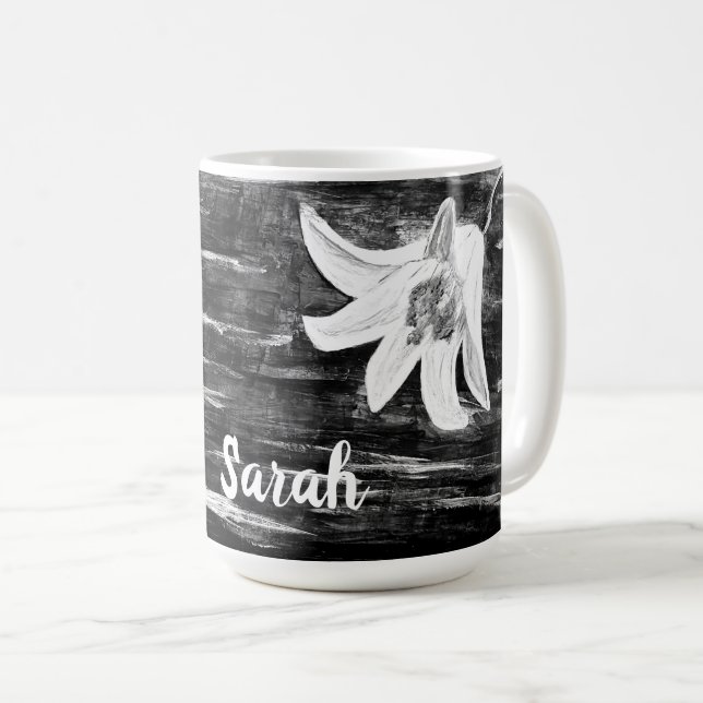 Personalisiert nach Name Abstrakte Blume Kaffeetasse (VorderseiteRechts)