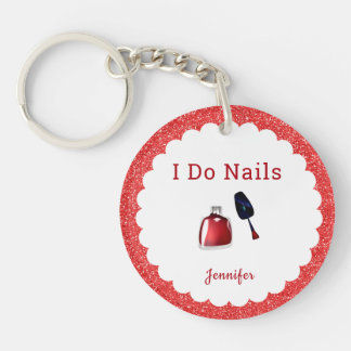 Personalisiert Nail Tech Red Glitzer Schlüsselanhänger