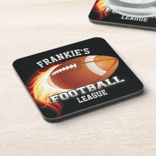 Personalisiert NAME American Football Flames Sport Getränkeuntersetzer