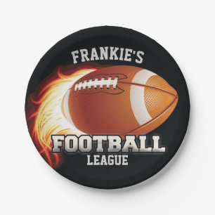 Personalisiert NAME American Football Flames Sport Pappteller
