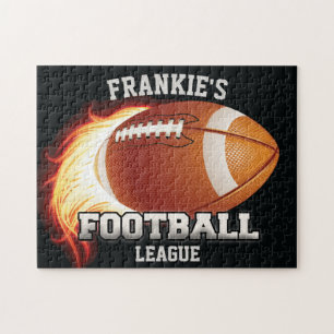 Personalisiert NAME American Football Flames Sport Puzzle