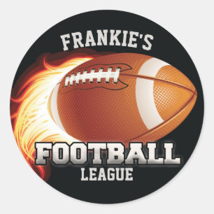 Personalisiert NAME American Football Flames Sport Runder Aufkleber