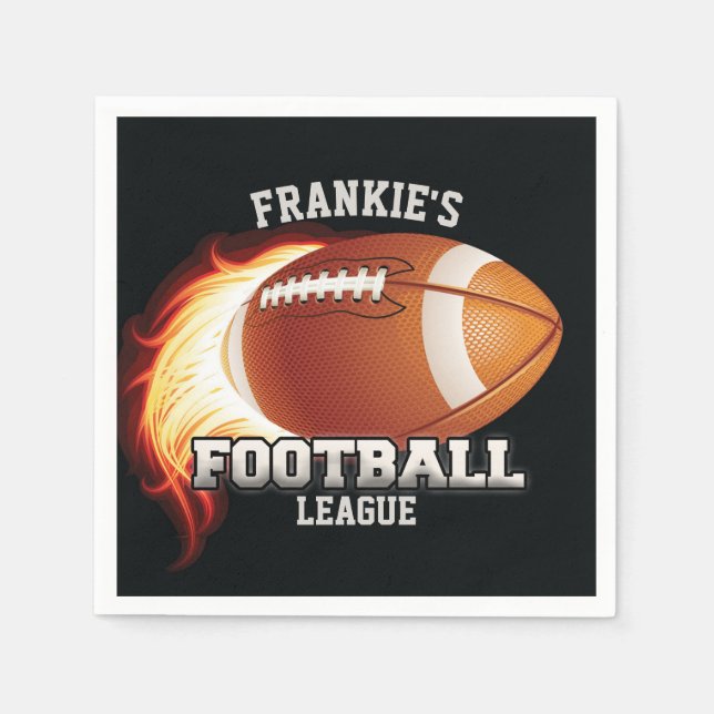 Personalisiert NAME American Football Flames Sport Serviette (Vorderseite)