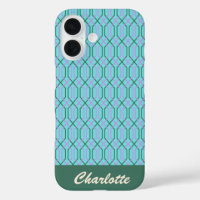 Personalisiert Name Aqua Blue Vintag Geometric