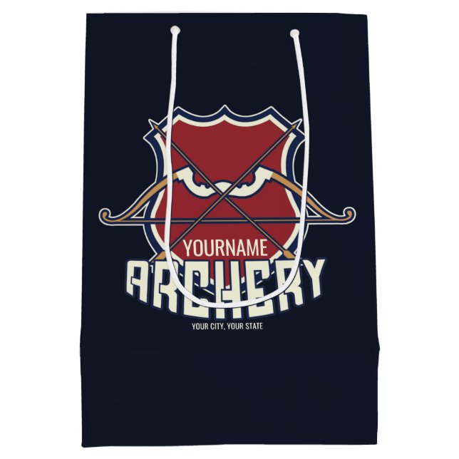 Personalisiert NAME Archery Sports Recurve Bow Arr Mittlere Geschenktüte (Rückseite)