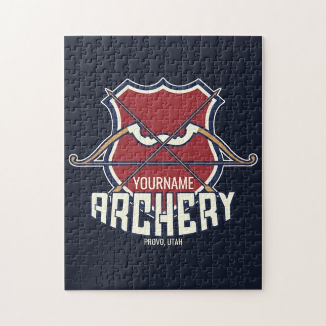 Personalisiert NAME Archery Sports Recurve Bow Arr Puzzle (Vertikal)