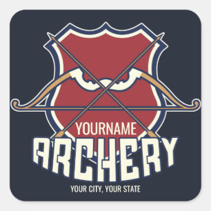 Personalisiert NAME Archery Sports Recurve Bow Arr Quadratischer Aufkleber