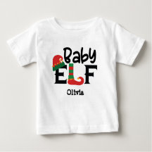 Personalisiert Name Baby Elf Weihnachtsmann T - Sh