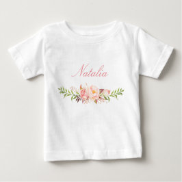 Personalisiert Name Baby Girl Watercolor Floral-12 T-shirt