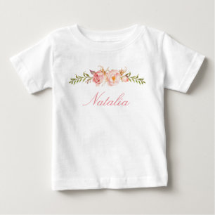 Personalisiert Name Baby Girl Watercolor Floral-13 T-shirt