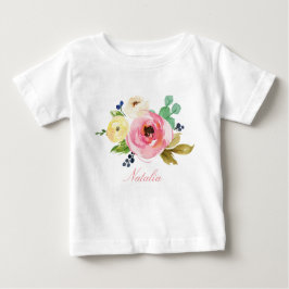 Personalisiert Name Baby Girl Watercolor Floral-4 T-shirt
