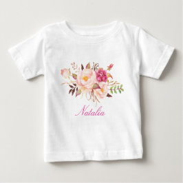 Personalisiert Name Baby Girl Watercolor Floral-6 T-shirt