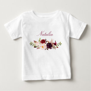 Personalisiert Name Baby Girl Watercolor Floral-8 T-shirt