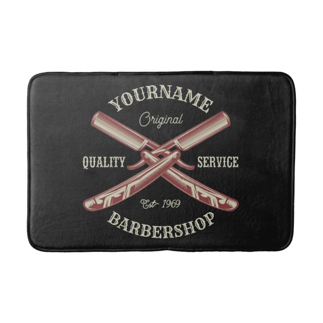Personalisiert NAME Barber Straight Razor Barbersh Badematte (Vorderseite)