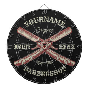 Personalisiert NAME Barber Straight Razor Barbersh Dartscheibe