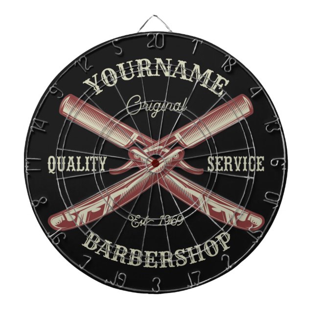 Personalisiert NAME Barber Straight Razor Barbersh Dartscheibe (vorne)