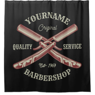 Personalisiert NAME Barber Straight Razor Barbersh Duschvorhang