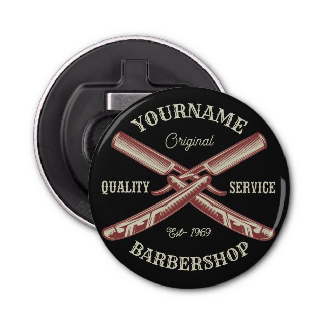 Personalisiert NAME Barber Straight Razor Barbersh Flaschenöffner (Vorderseite)