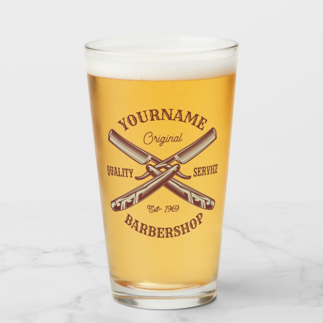 Personalisiert NAME Barber Straight Razor Barbersh Glas (Vorne (Gefüllt))