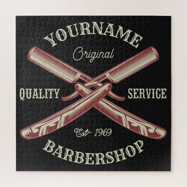Personalisiert NAME Barber Straight Razor Barbersh Puzzle (Vertikal)