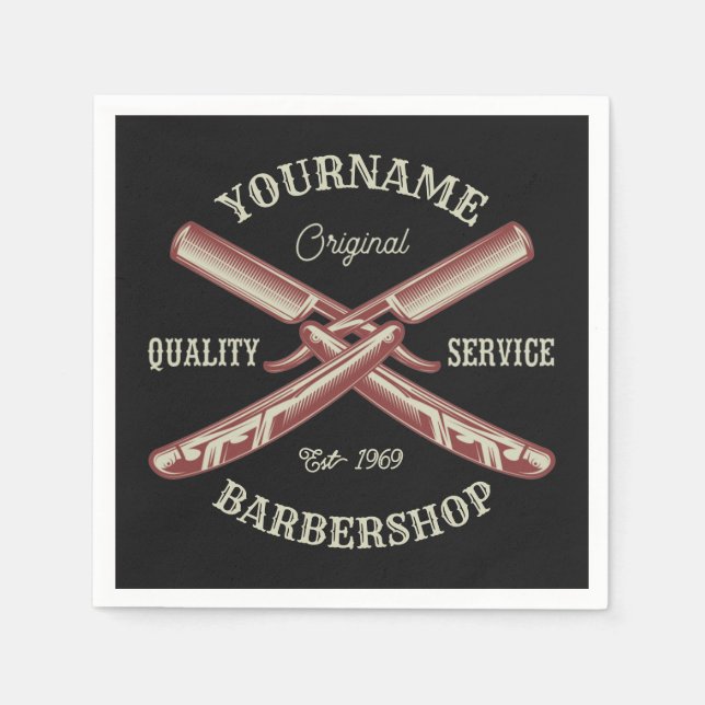 Personalisiert NAME Barber Straight Razor Barbersh Serviette (Vorderseite)