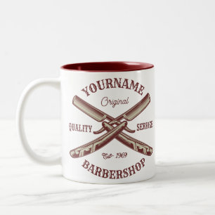 Personalisiert NAME Barber Straight Razor Barbersh Zweifarbige Tasse