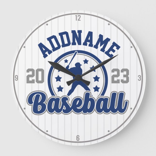 Personalisiert NAME Baseball Team Player Game Große Wanduhr (Vorderseite)