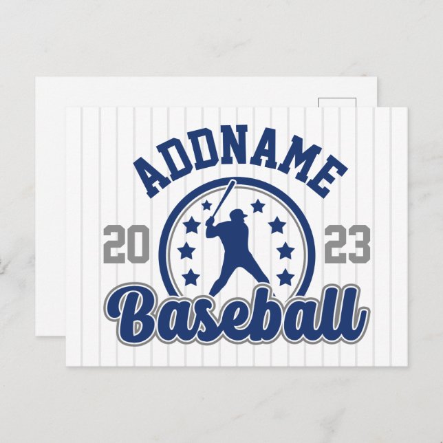 Personalisiert NAME Baseball Team Player Game Postkarte (Vorne/Hinten)