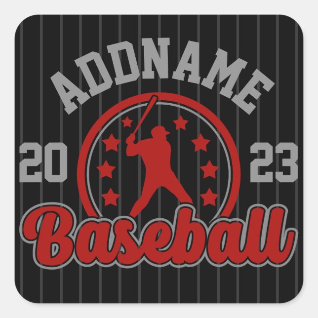 Personalisiert NAME Baseball Team Player Game Quadratischer Aufkleber (Vorderseite)