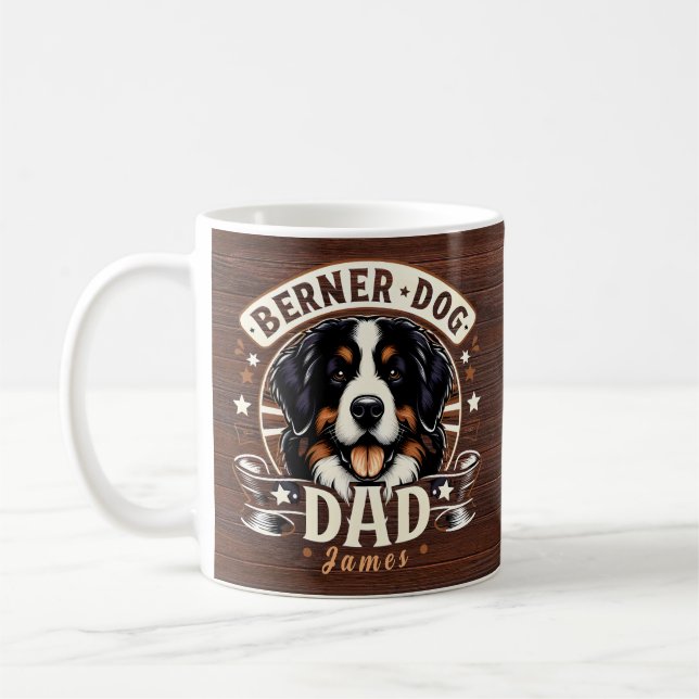 Personalisiert Name Berner Dog Vater - Bernese Dad Kaffeetasse (Links)
