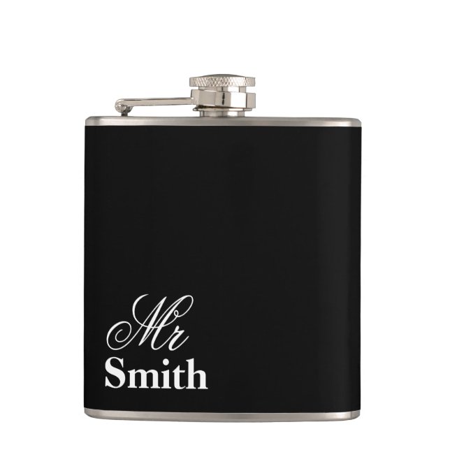 Personalisiert Name Black Flachmann (Vorderseite)