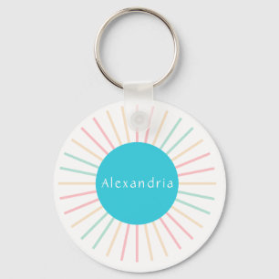 Personalisiert Name Boho Aquamarin Schlüsselanhänger