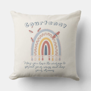 Personalisiert Name Boho Rainbow Butterfly Kissen