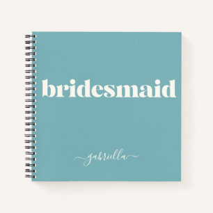 Personalisiert Name Bridesmaid Elegante Aquamarin  Notizbuch