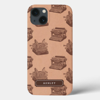 Personalisiert Name Brown Vintager Schreibmaschine Case-Mate iPhone Hülle