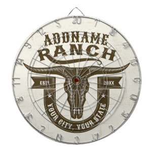 Personalisiert NAME Bull Steer Skull Western Ranch Dartscheibe