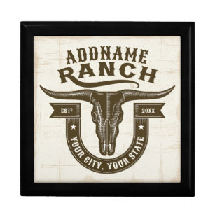 Personalisiert NAME Bull Steer Skull Western Ranch Erinnerungskiste