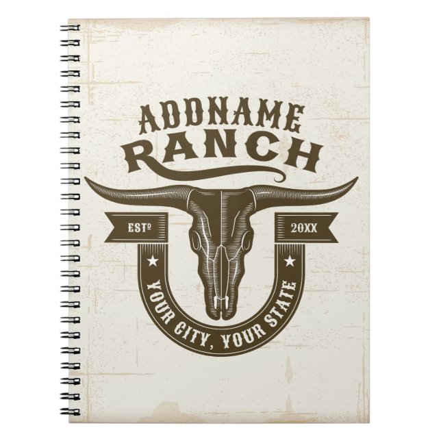 Personalisiert NAME Bull Steer Skull Western Ranch Notizblock (Vorderseite)