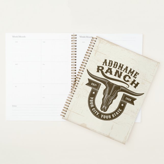 Personalisiert NAME Bull Steer Skull Western Ranch Planer (Anzeige)