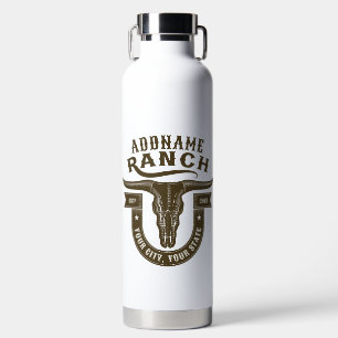 Personalisiert NAME Bull Steer Skull Western Ranch Trinkflasche