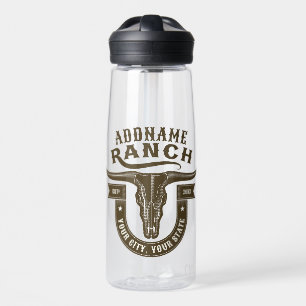 Personalisiert NAME Bull Steer Skull Western Ranch Trinkflasche